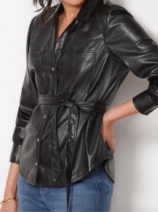 PAIGE Jackets & Blazers - PAIGE Belize Faux Leather Shacket Black Medium